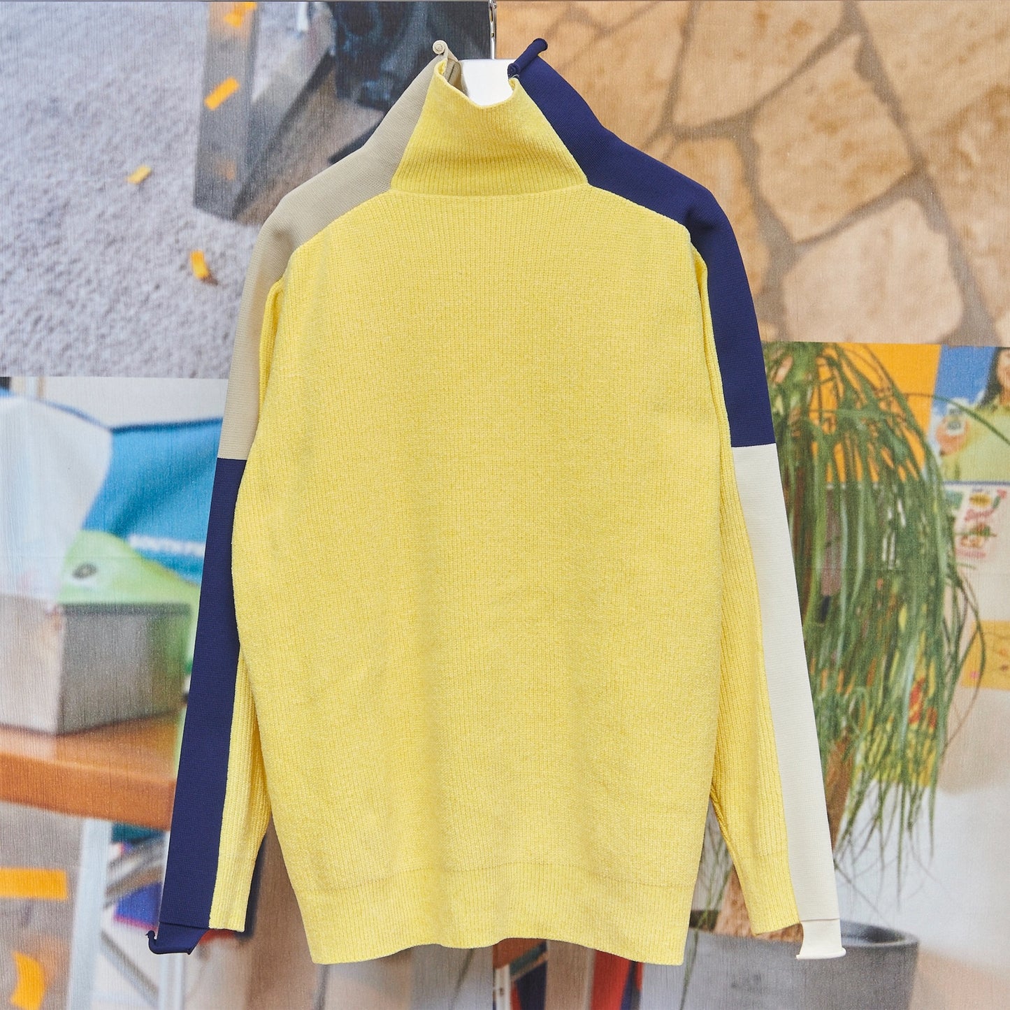 PANELED KNIT REGULAR / YELLOW / パネルニット