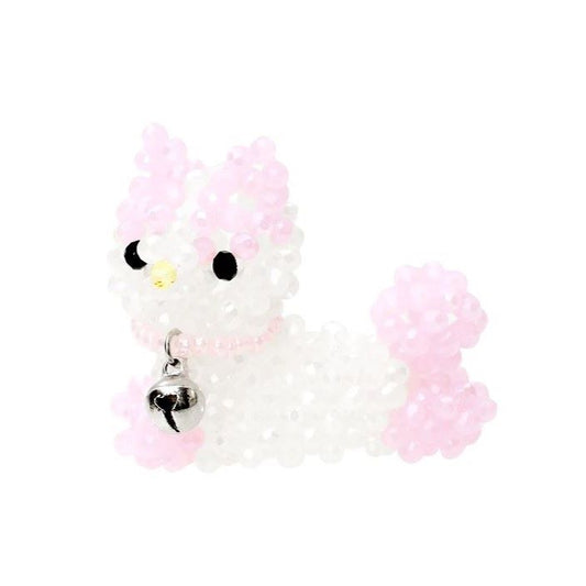 Spotted Cat Key Ring / Baby Pink / 子ねこのビーズキーリング