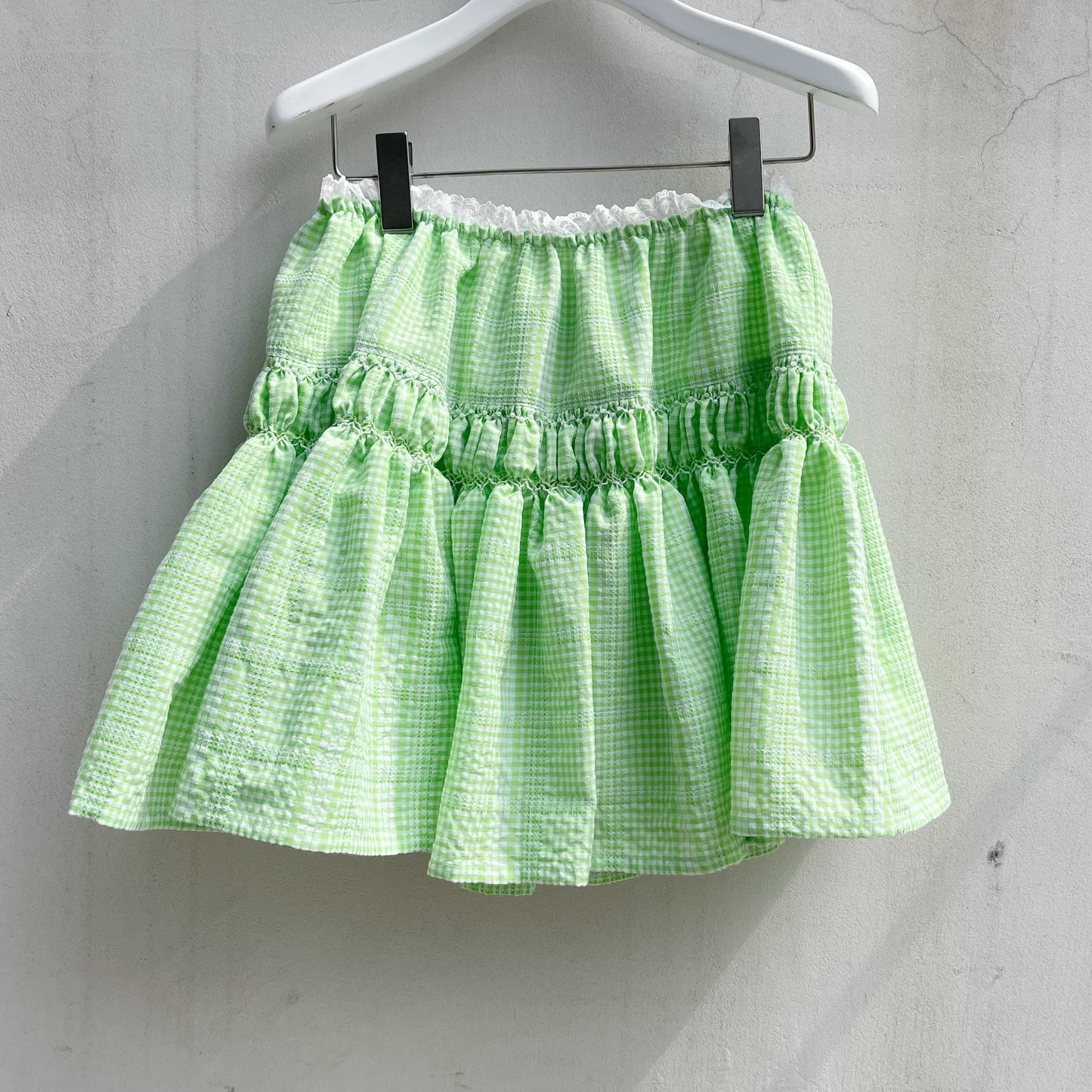 Embroidery skirt / Green / チェックスカート