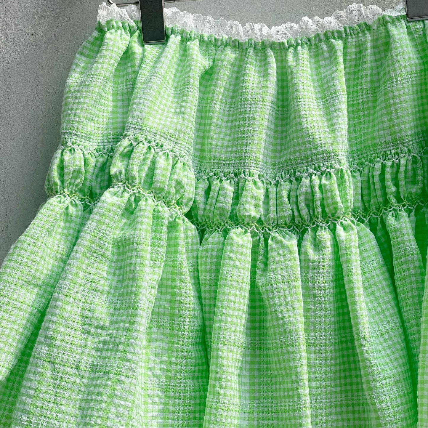 Embroidery skirt / Green / チェックスカート