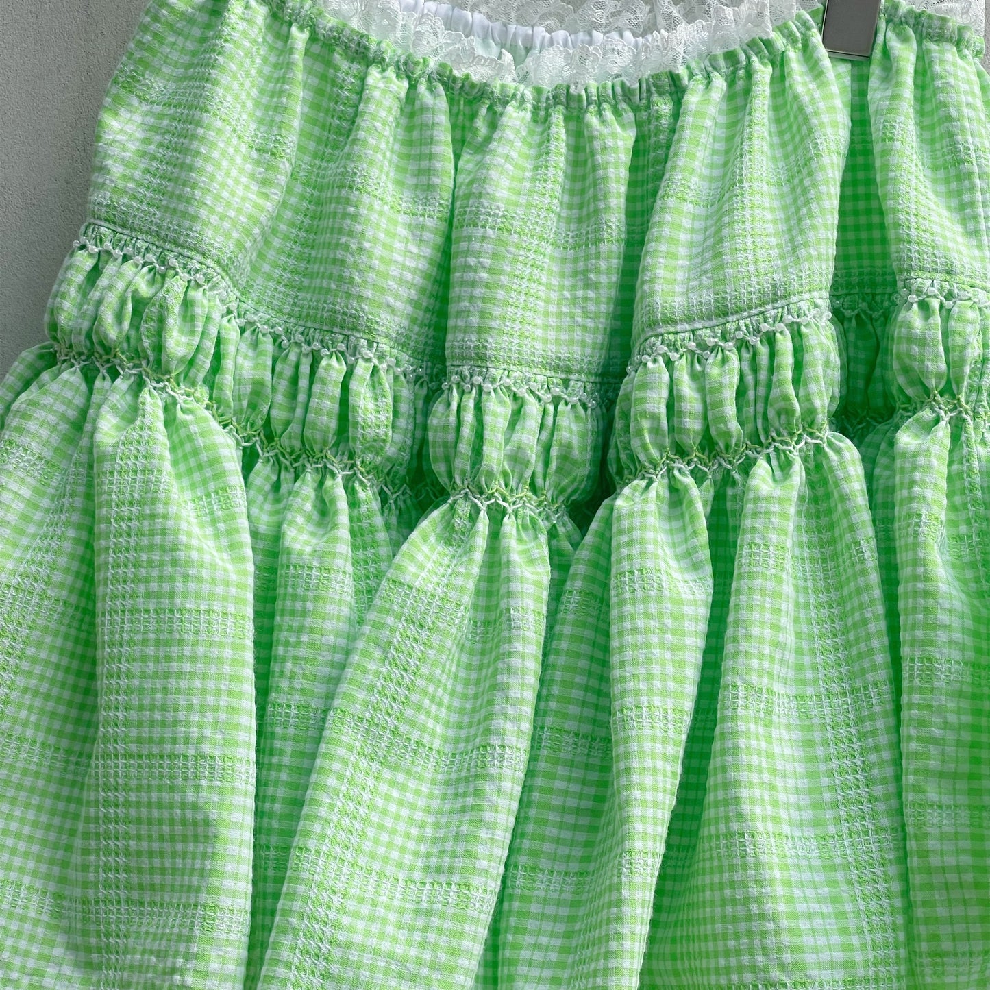 Embroidery skirt / Green / チェックスカート