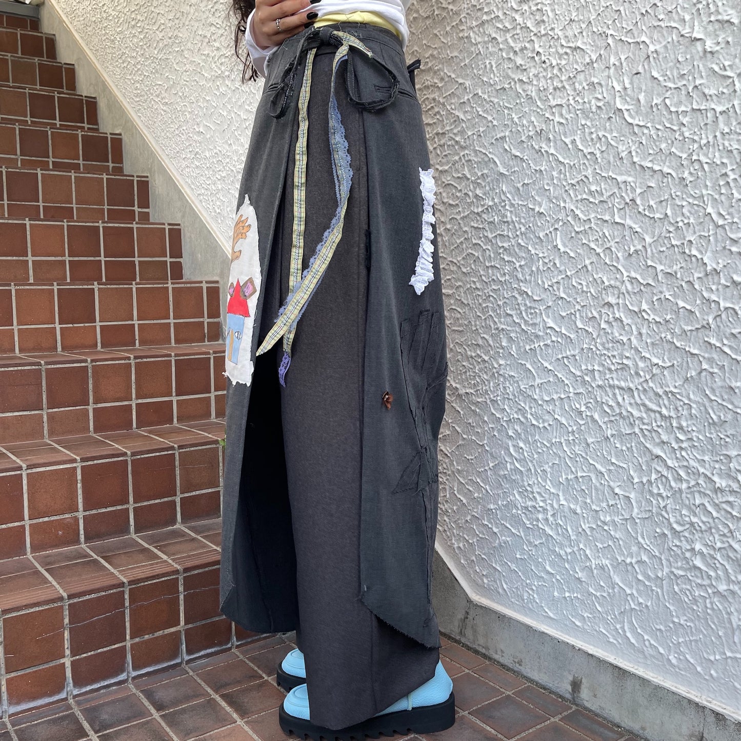 trust teji x TONII MONDO collabolation ★ cemetery lap skirt / Gray / ラップスカート