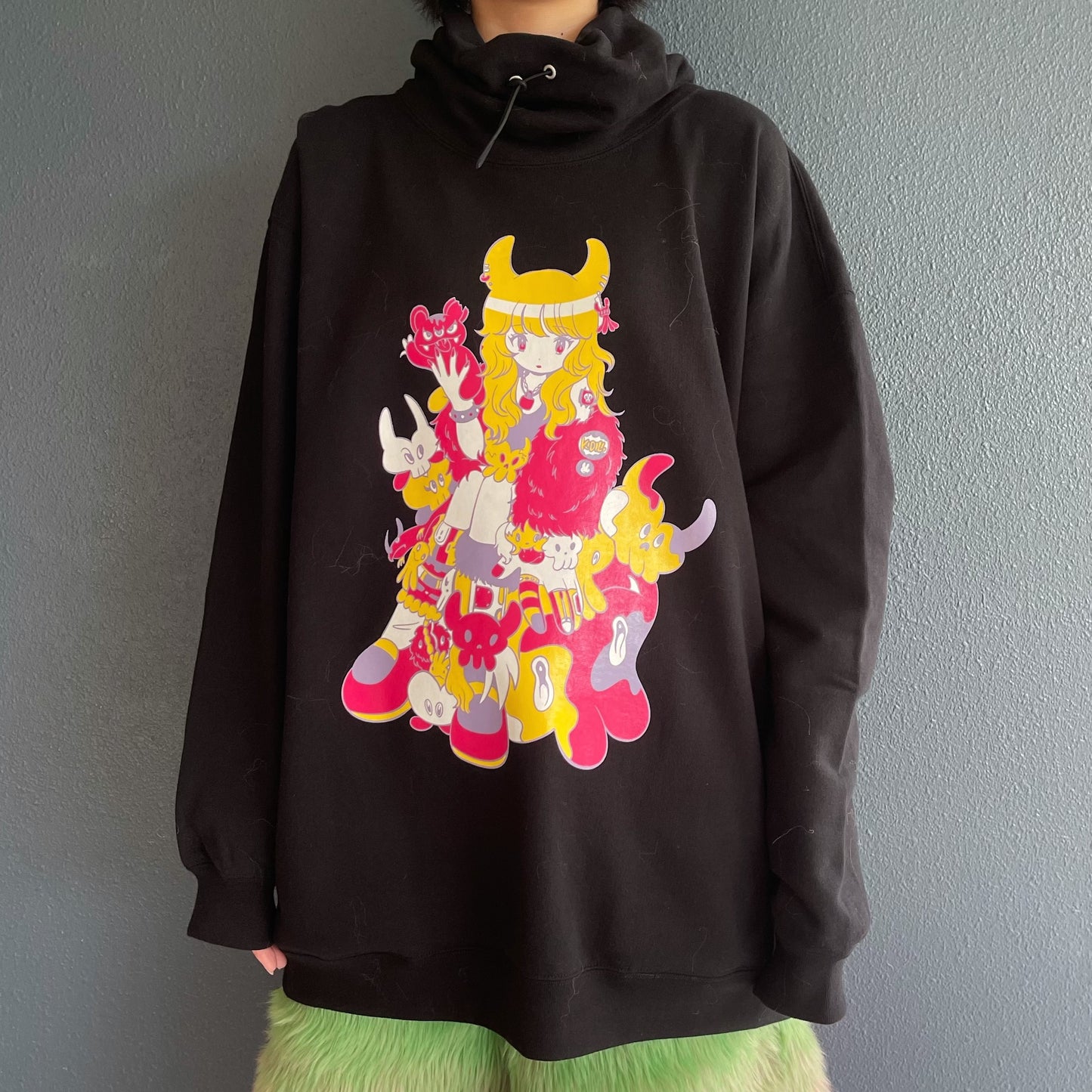 PUNK GIRL HI-NECK PULLOVER SWEAT / BLACK / ハイネックプルオーバー【田中かえコラボレーション】