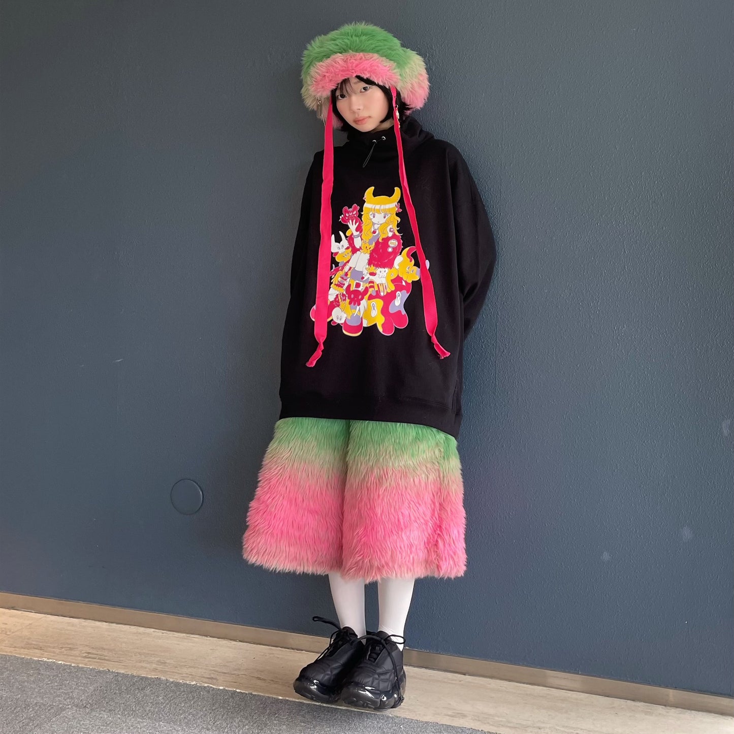 PUNK GIRL HI-NECK PULLOVER SWEAT / BLACK / ハイネックプルオーバー【田中かえコラボレーション】
