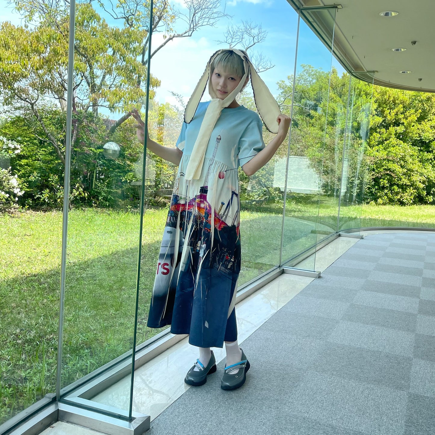 【SHEEP LIMITED】DIRECT PRINT RIB ONE-PIECE / AMUSEMENT PARK / ダイレクトプリントリブワンピース