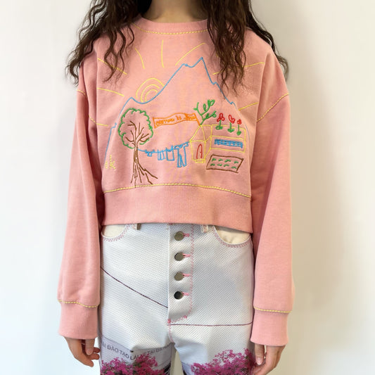 embroidery sweat / pink / 刺繍スウェット