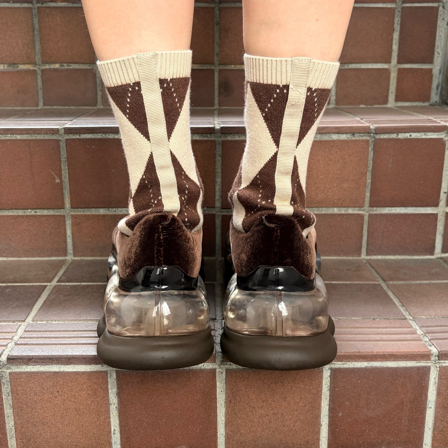 JEWELRY ARK ARGYLE BALLERINA / BROWN / ソックスバレエシューズ