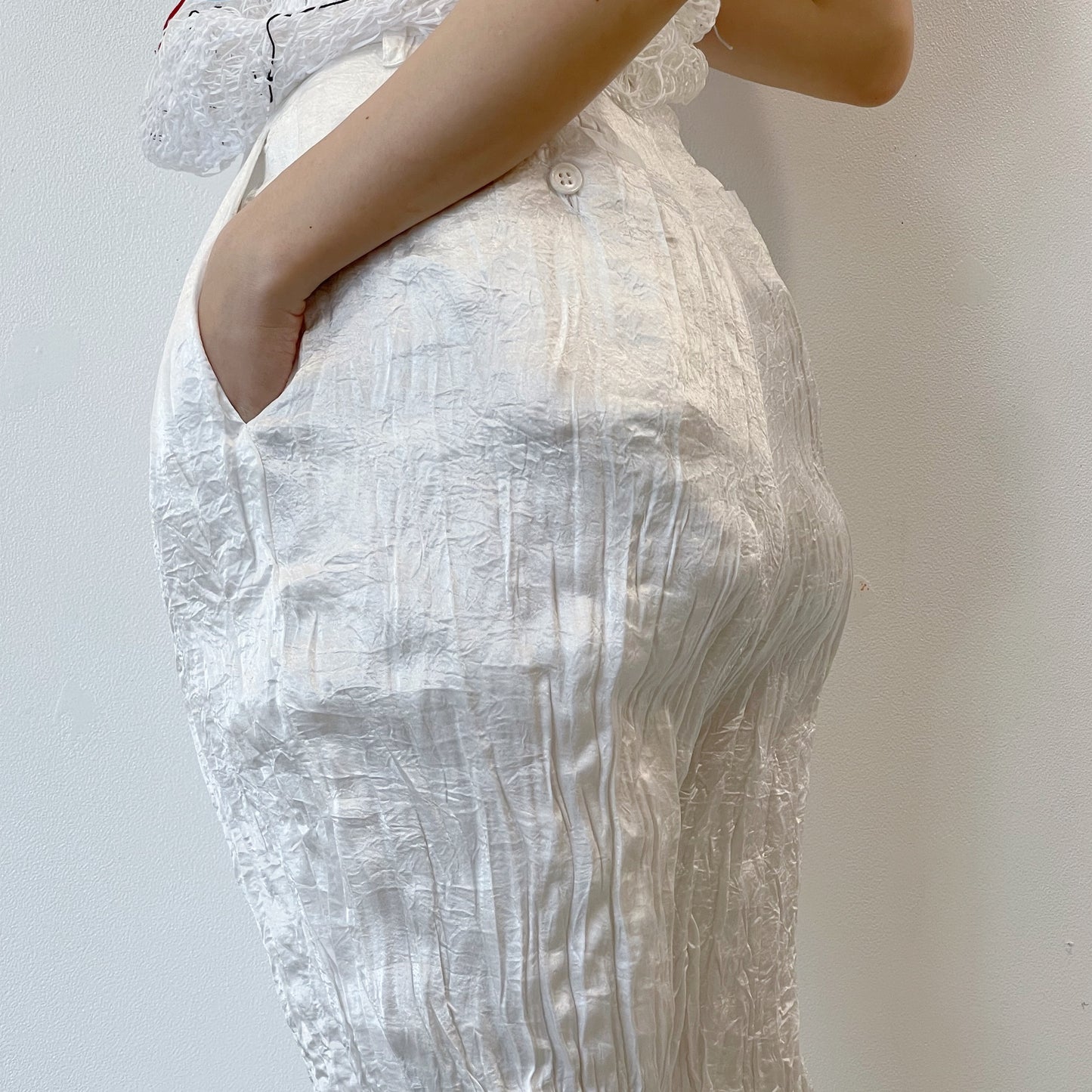 fulled pants / white / ウォッシュ加工パンツ