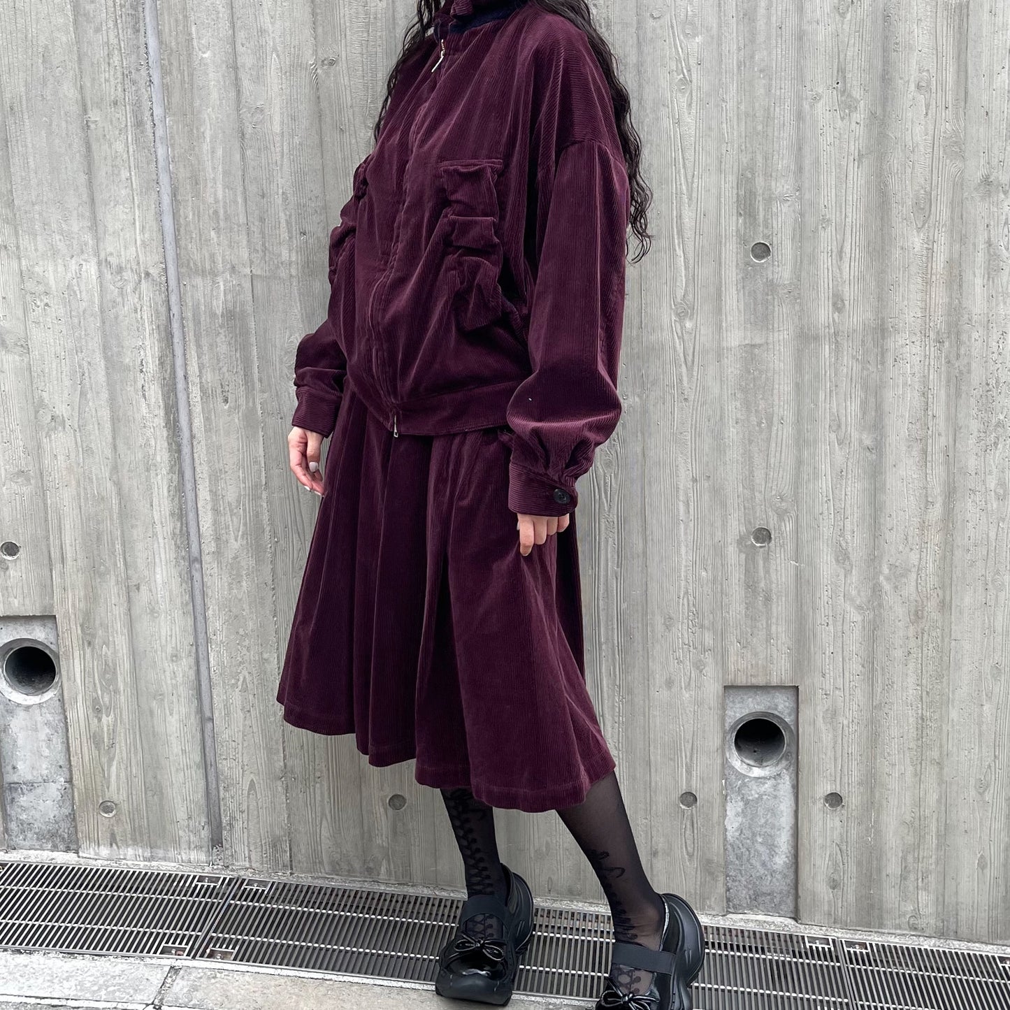corduroy divided pants / burgundy / コーデュロイウォッシュ加工パンツ