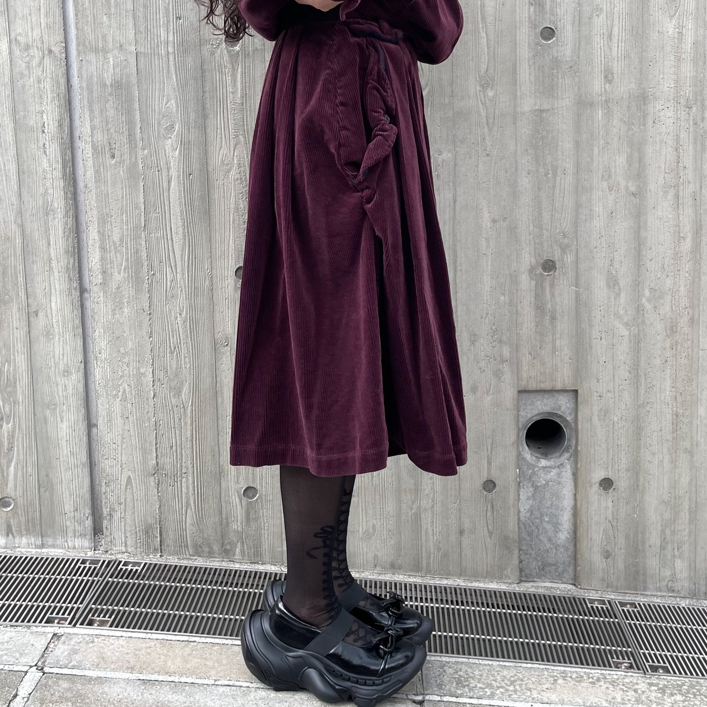 corduroy divided pants / burgundy / コーデュロイウォッシュ加工パンツ