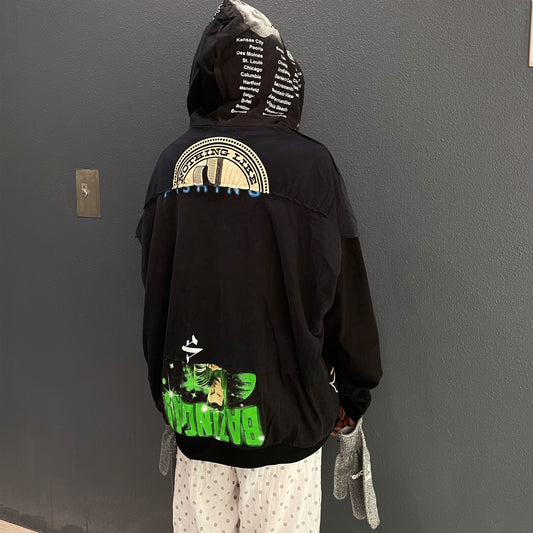 REMODEL/LAYER/VINTAGE TEE / BLACK / 手袋付きリメイクTシャツ