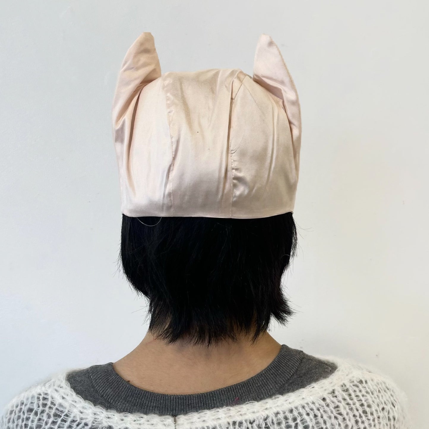 KITTY CAT BONNET WITH LONG BOW / NUDE / キティーキャットハット