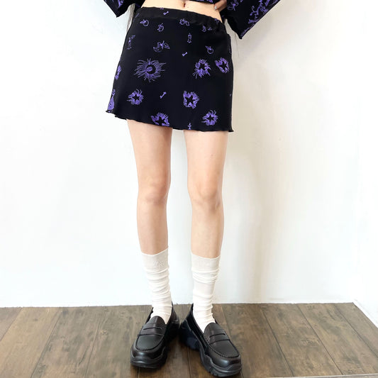 Nettle black skirt / black × purple / ネトルブラックスカート