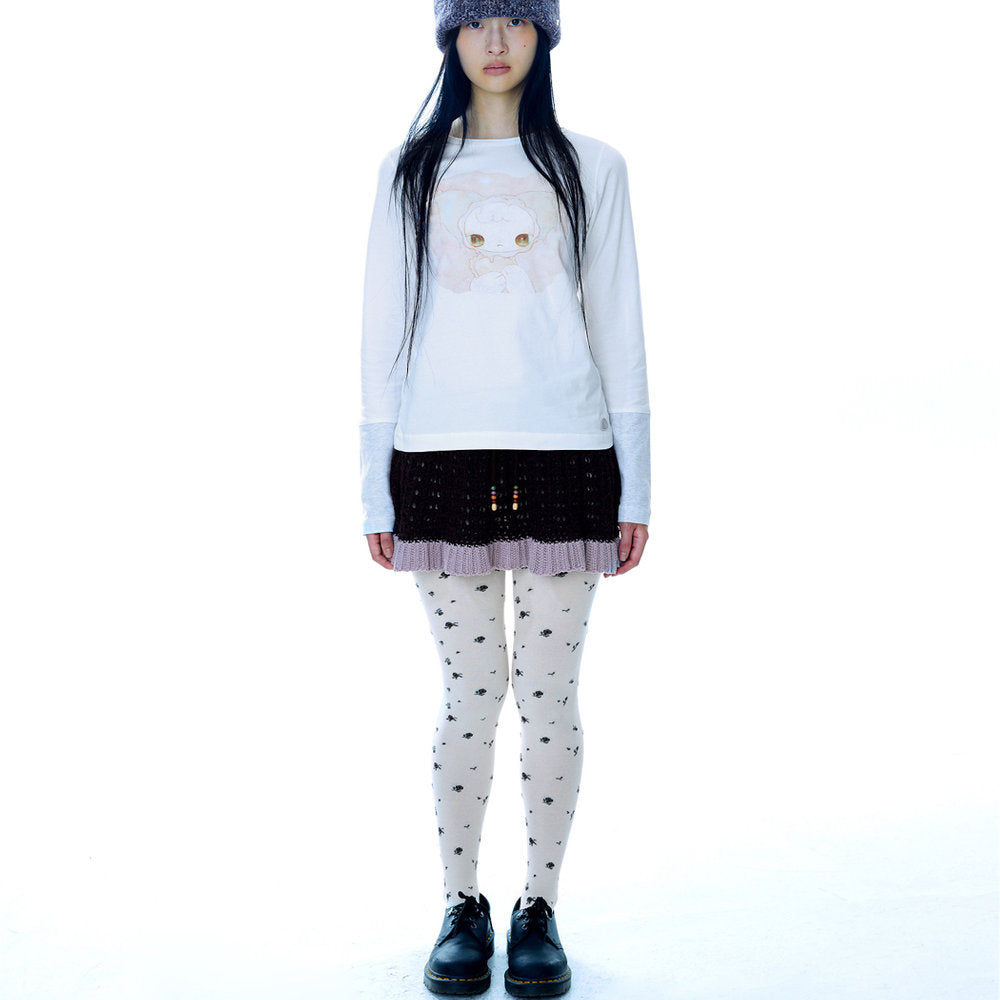 BLUSH LONGSLEEVES / IVORY / グラフィックプリントロングスリーブTシャツ