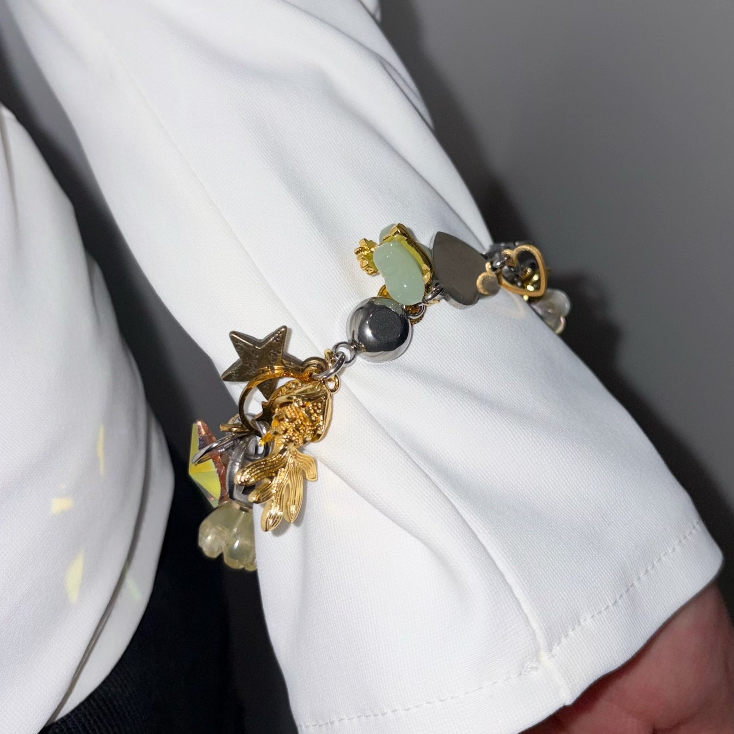 Kinetic Charm Bracelet / Gold × green / チャームブレスレット