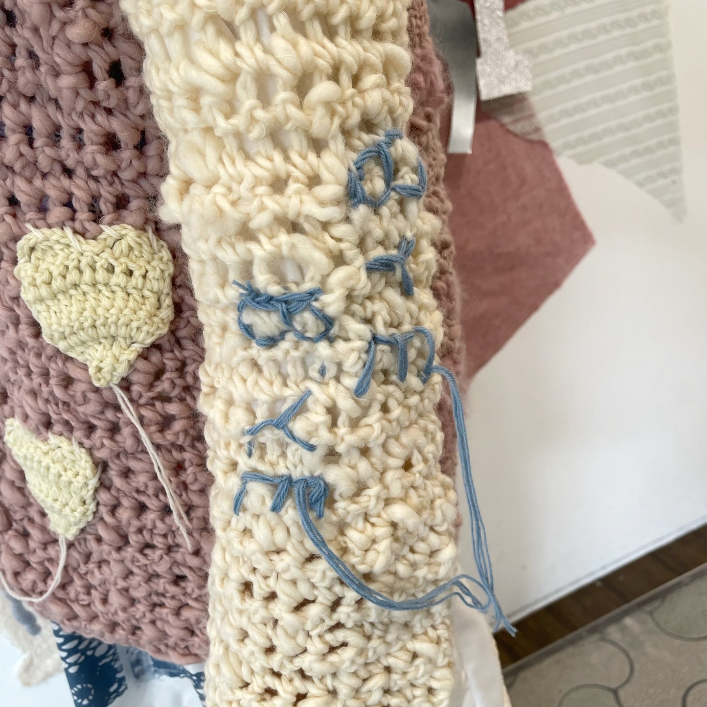 Heart heart knit jumper / Pink×Cream / ハートニットジャンパー