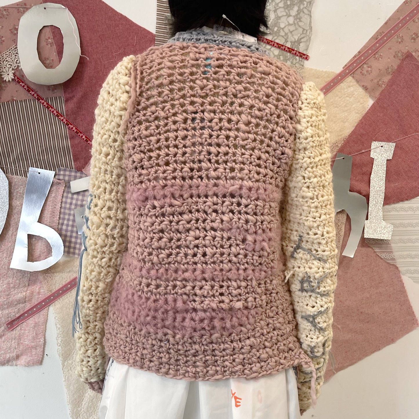 Heart heart knit jumper / Pink×Cream / ハートニットジャンパー