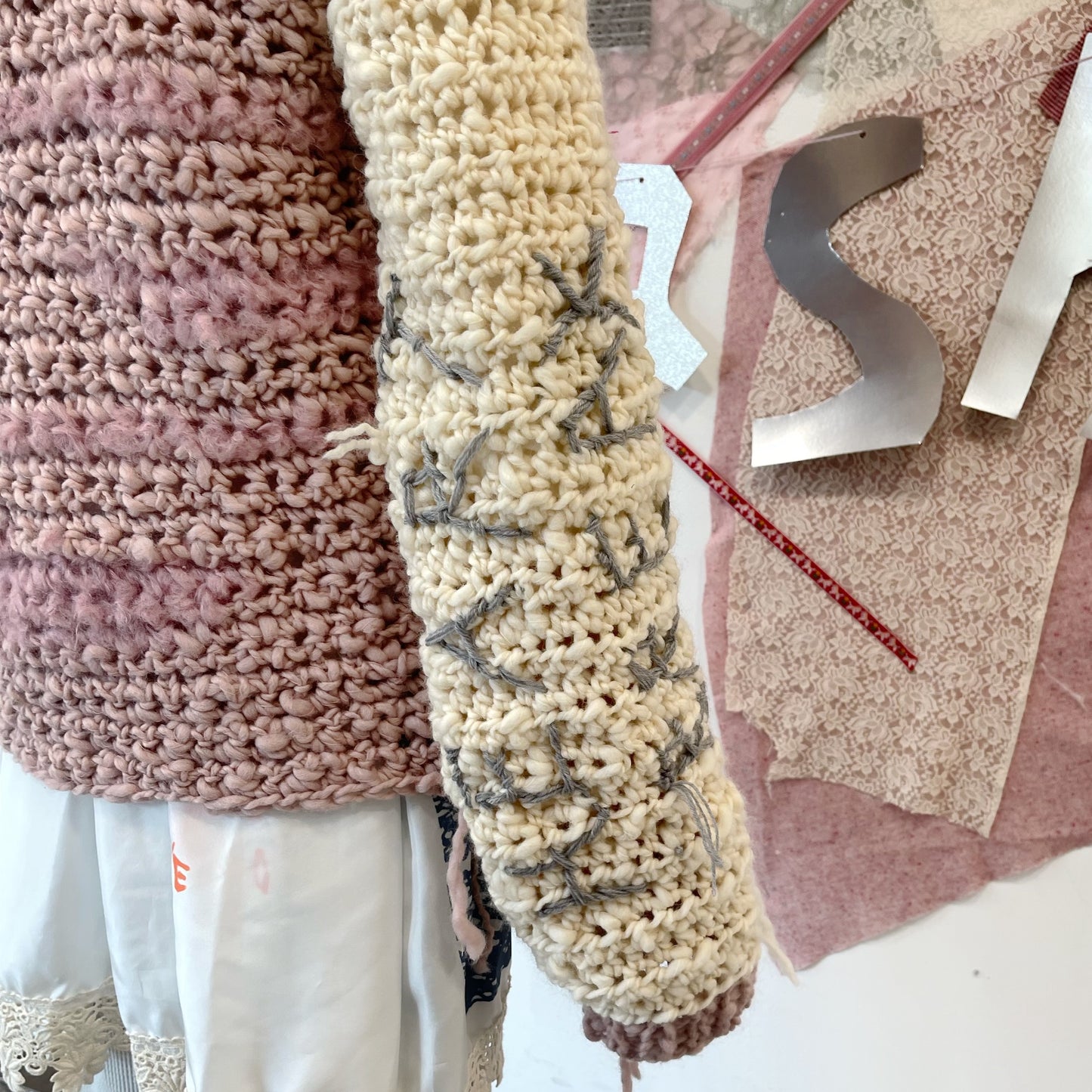 Heart heart knit jumper / Pink×Cream / ハートニットジャンパー