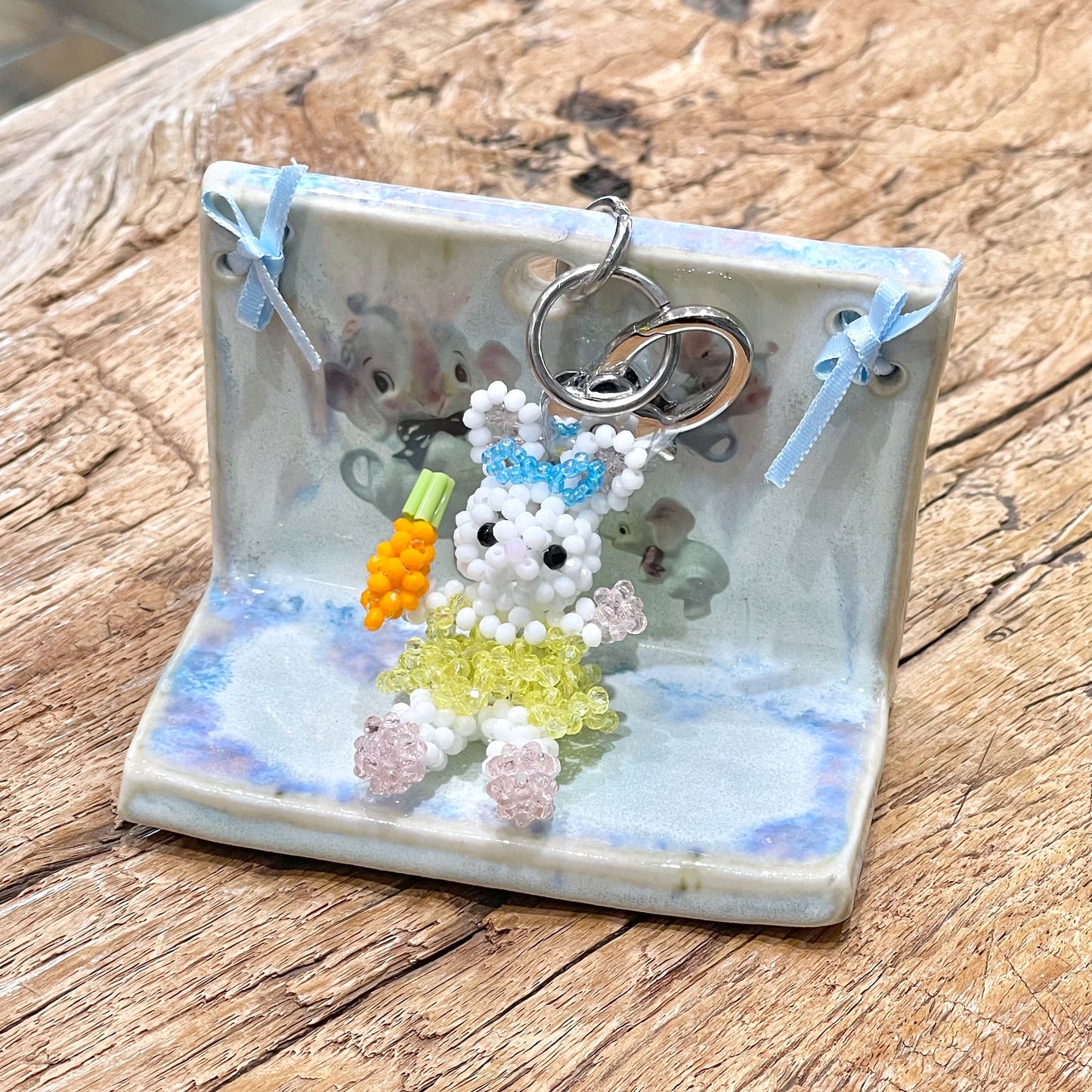 Carrot Bunny Key Ring / うさぎのビーズキーリング
