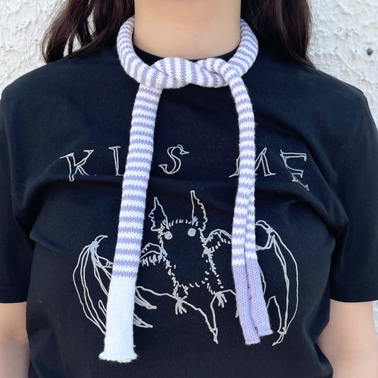 Stripey neck tie / lilac and cream / ストライプネックタイ