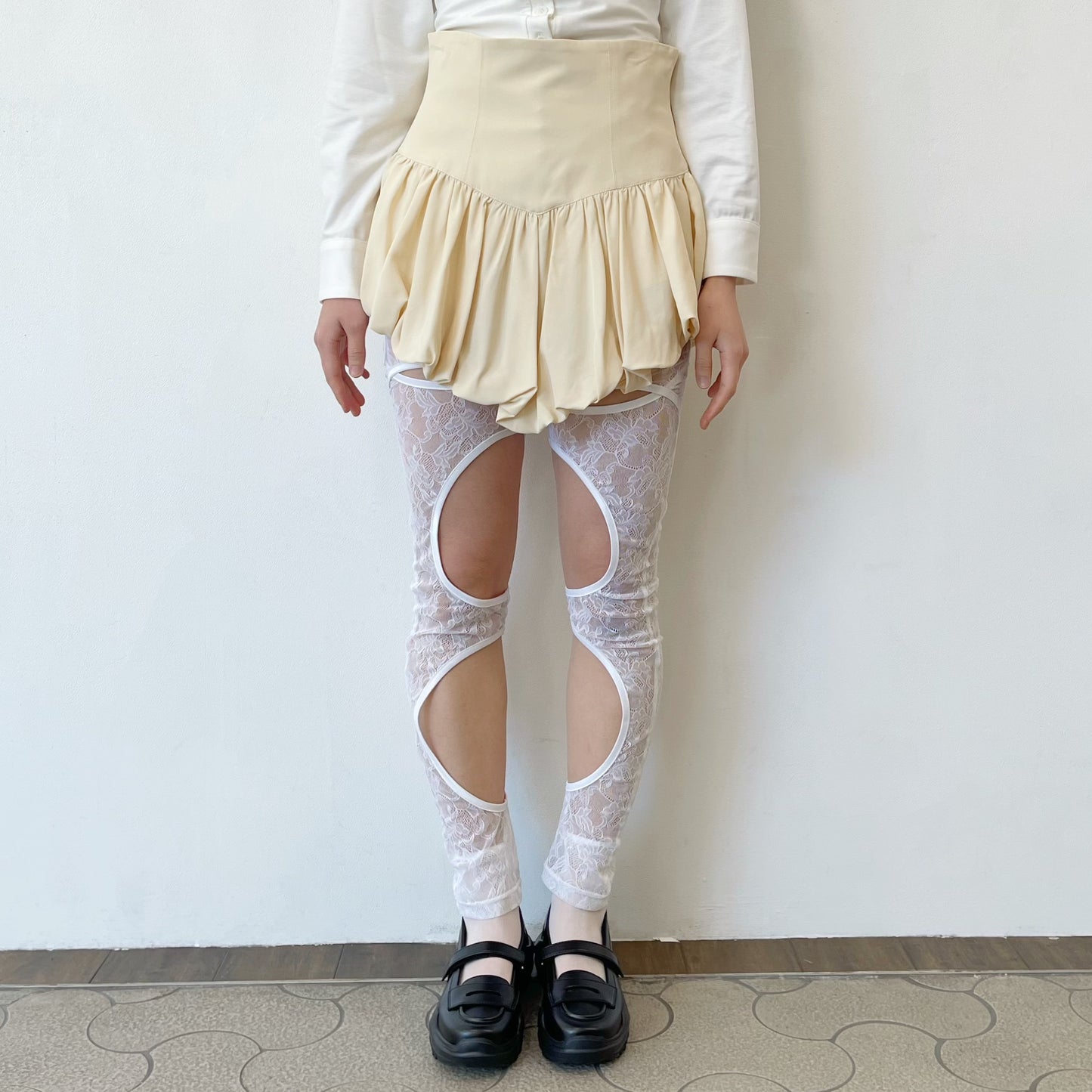 tutu short skirt / off white / コルセットバルーンスカート