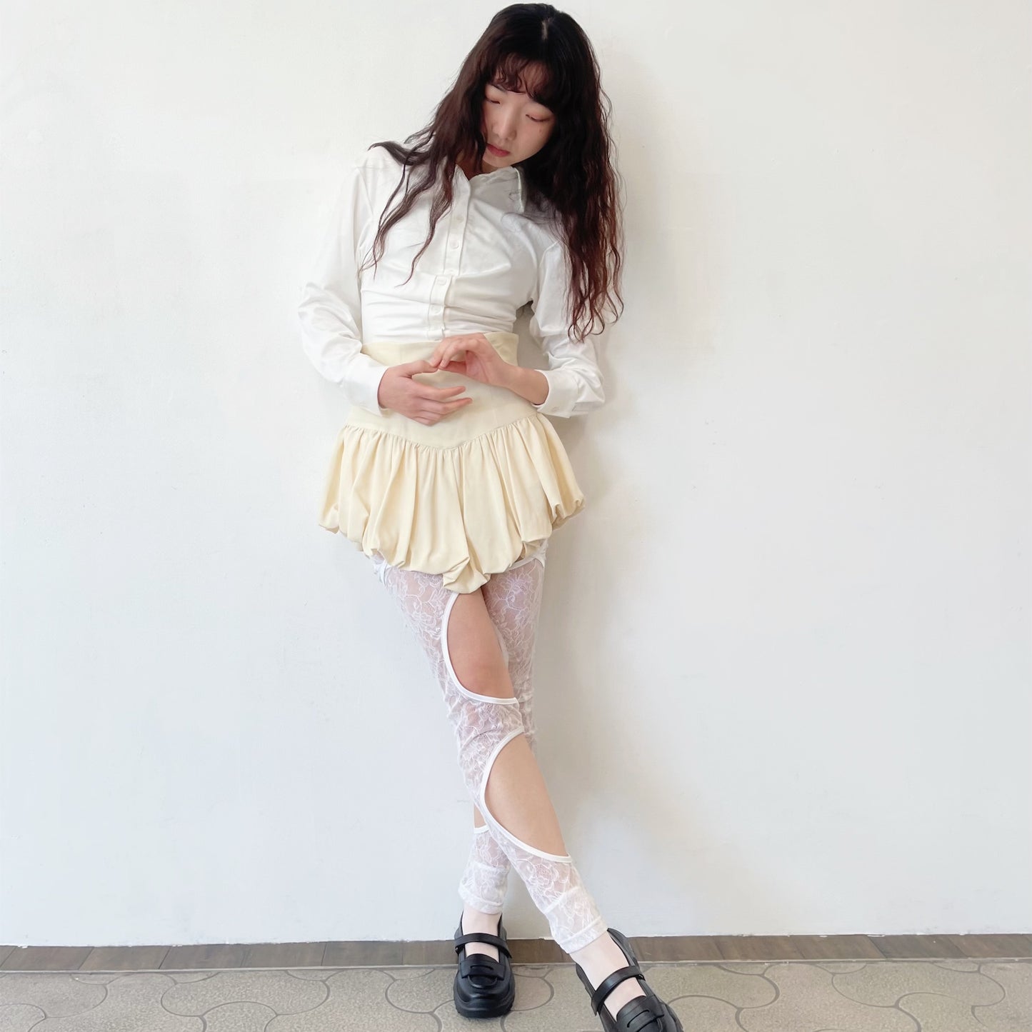 tutu short skirt / off white / コルセットバルーンスカート