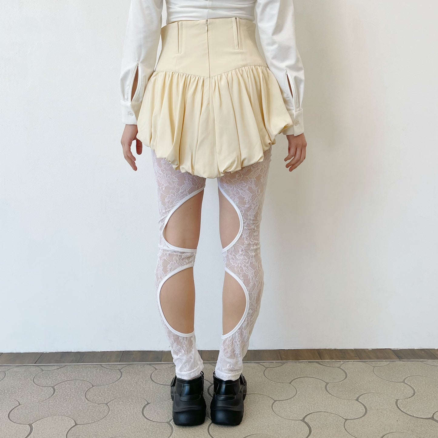 tutu short skirt / off white / コルセットバルーンスカート