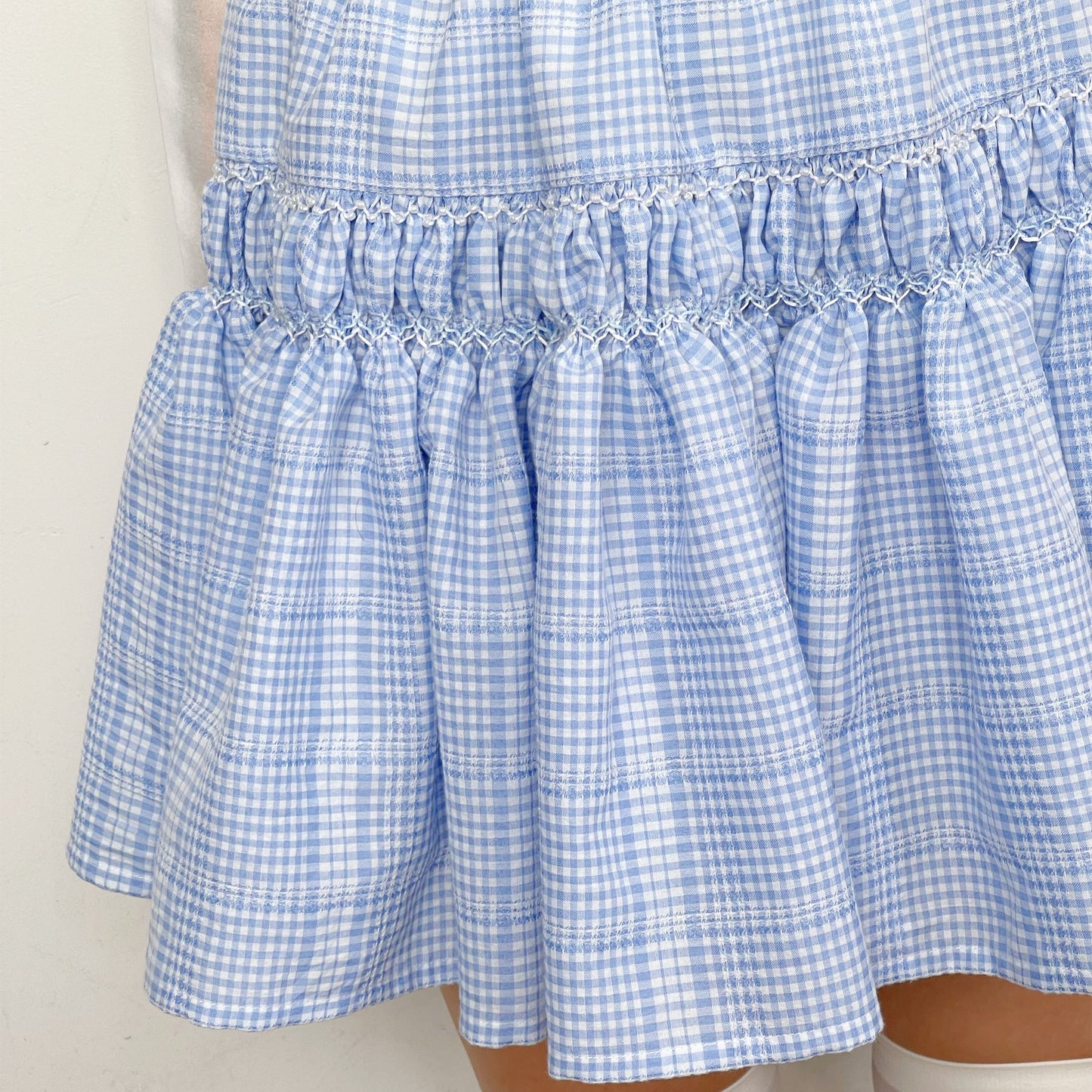 Embroidery skirt / Blue / チェックスカート