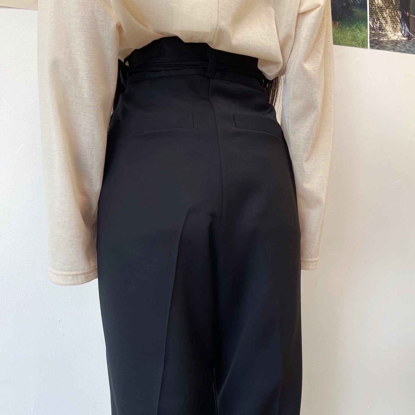 Sunlight pants / BLACK / ストレートタックパンツ
