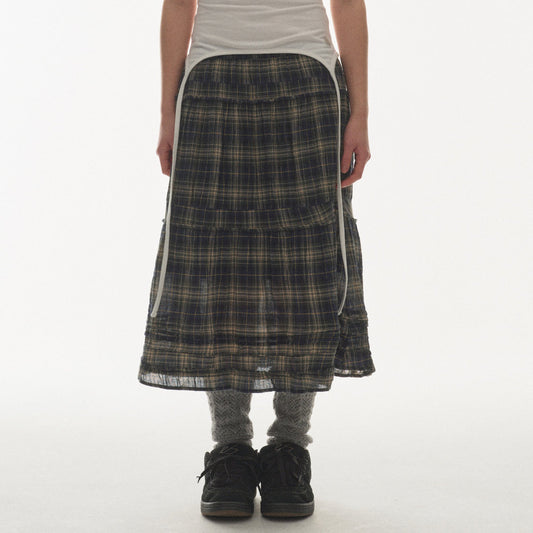 SHIRRING MIDI SKIRT / CHECK / シャーリングミディスカート