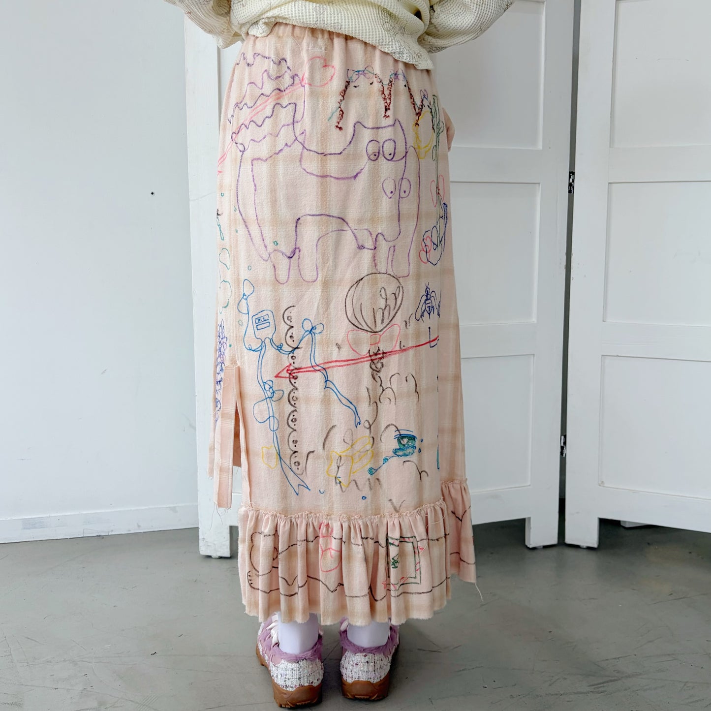 【Collabolation mimi-chan】 Mimi skirt / Pink / ドローイングスカート