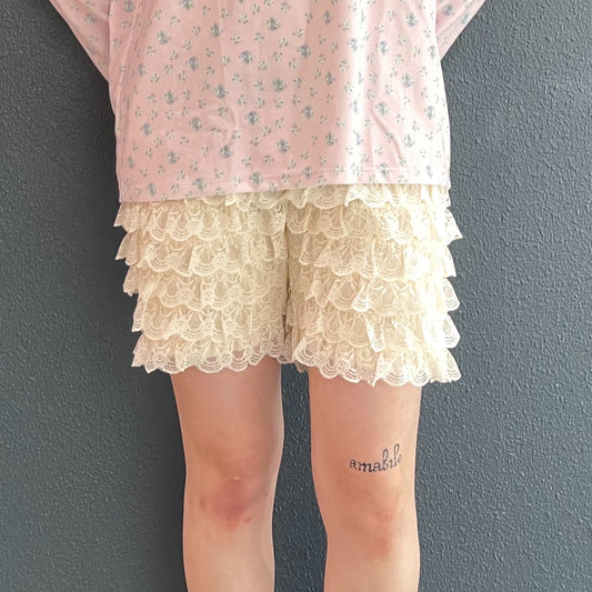 Nell biker shorts / Butter cream / フリルレースショーツ