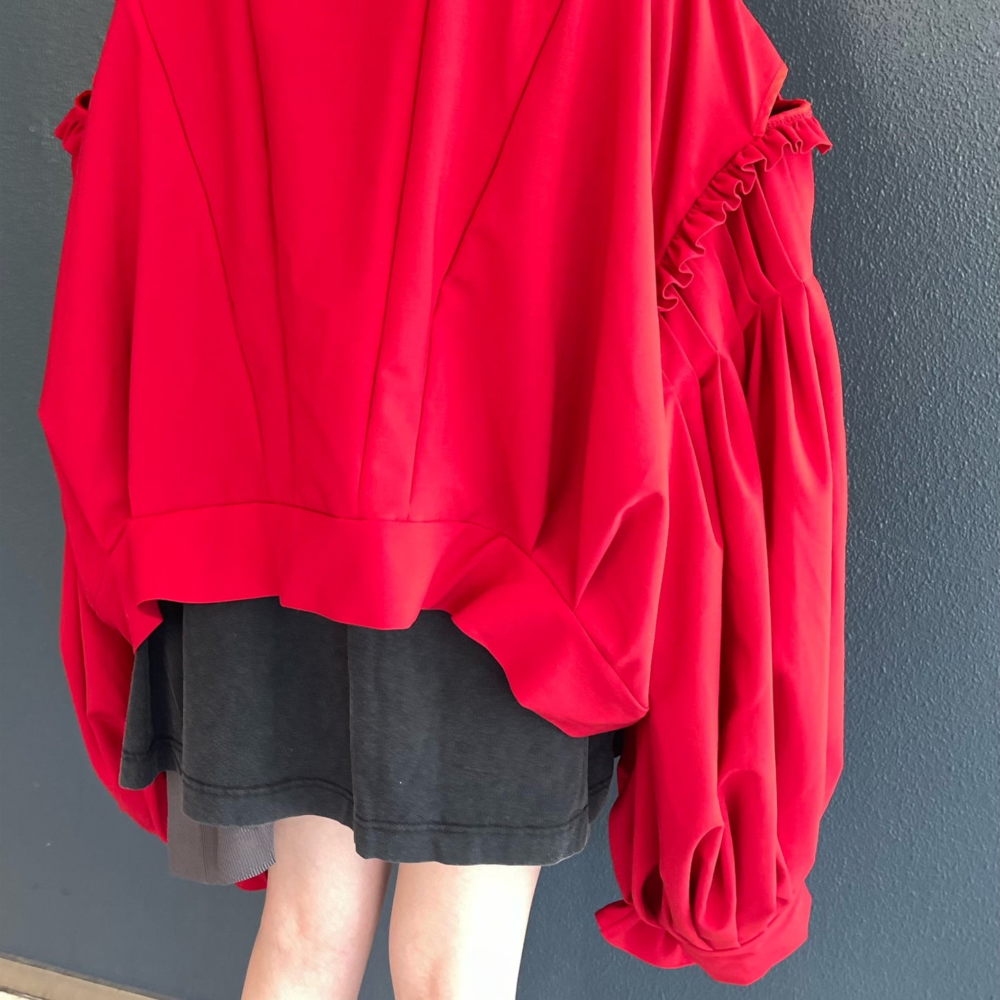 RUFFLED BLOUSE / RED / リボンラッフルブラウス
