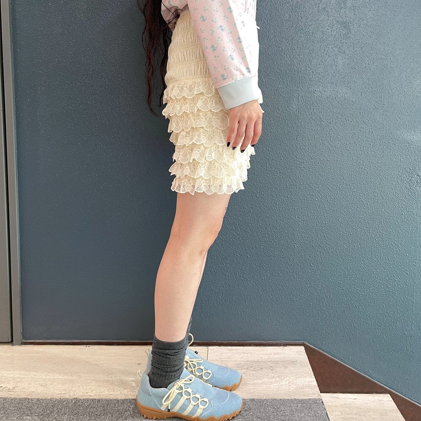 Nell biker shorts / Butter cream / フリルレースショーツ