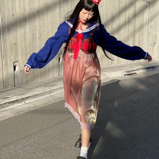 【SHEEP別注】 NIGHT DRESS / RED TARTAN / タータンチェックノースリーブワンピース