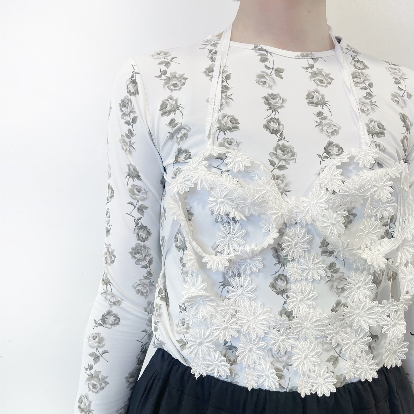 Flower Bustier / White / フラワービスチェ
