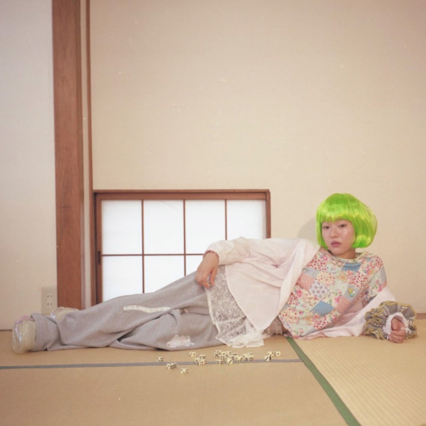 Lucy applique skirt pants / Gray / アップリケスカートパンツ