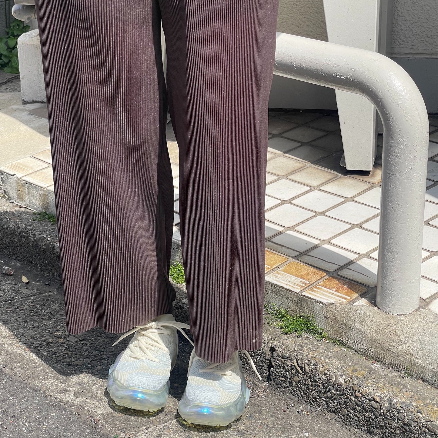 SHEER LAYERED PANTS / BROWN / シアーレイヤードプリーツパンツ