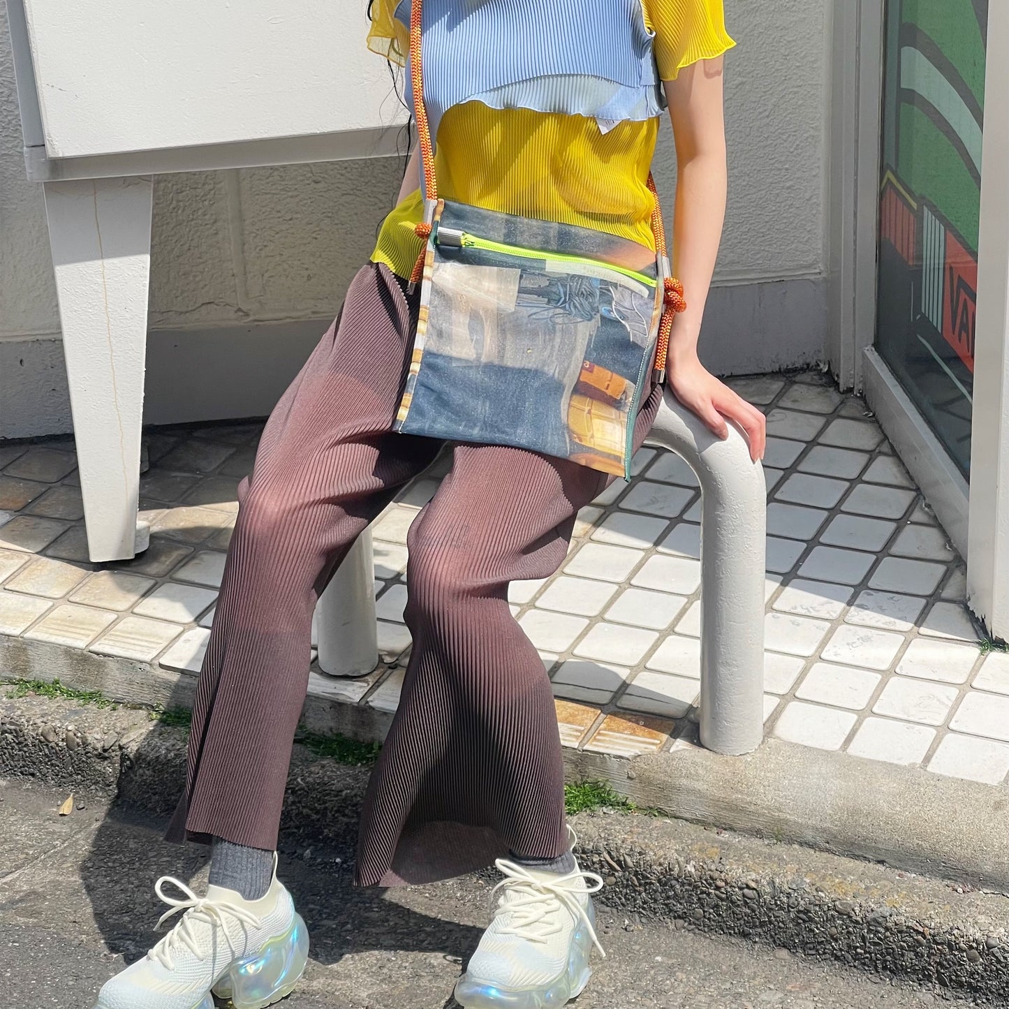SHEER LAYERED PANTS / BROWN / シアーレイヤードプリーツパンツ