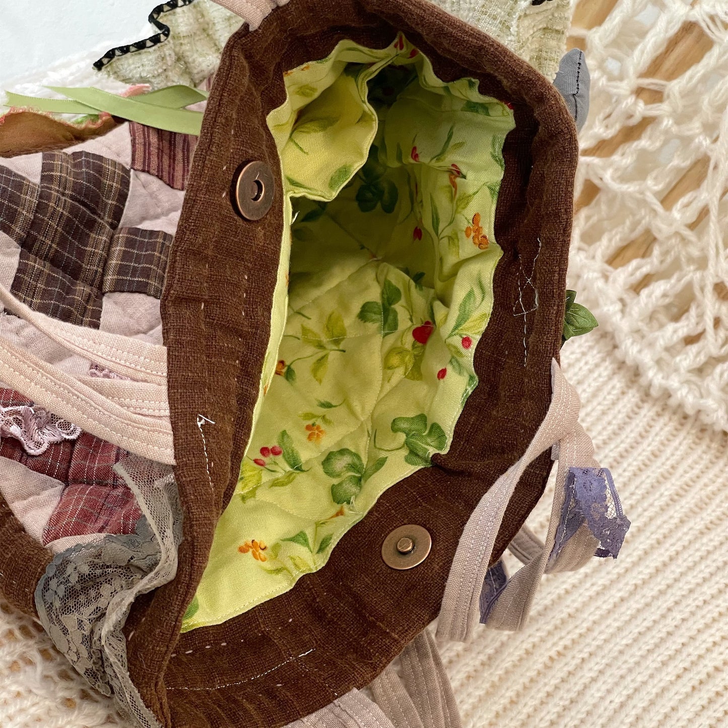 Patch work Bag+ / Brown / パッチワークトートバッグ