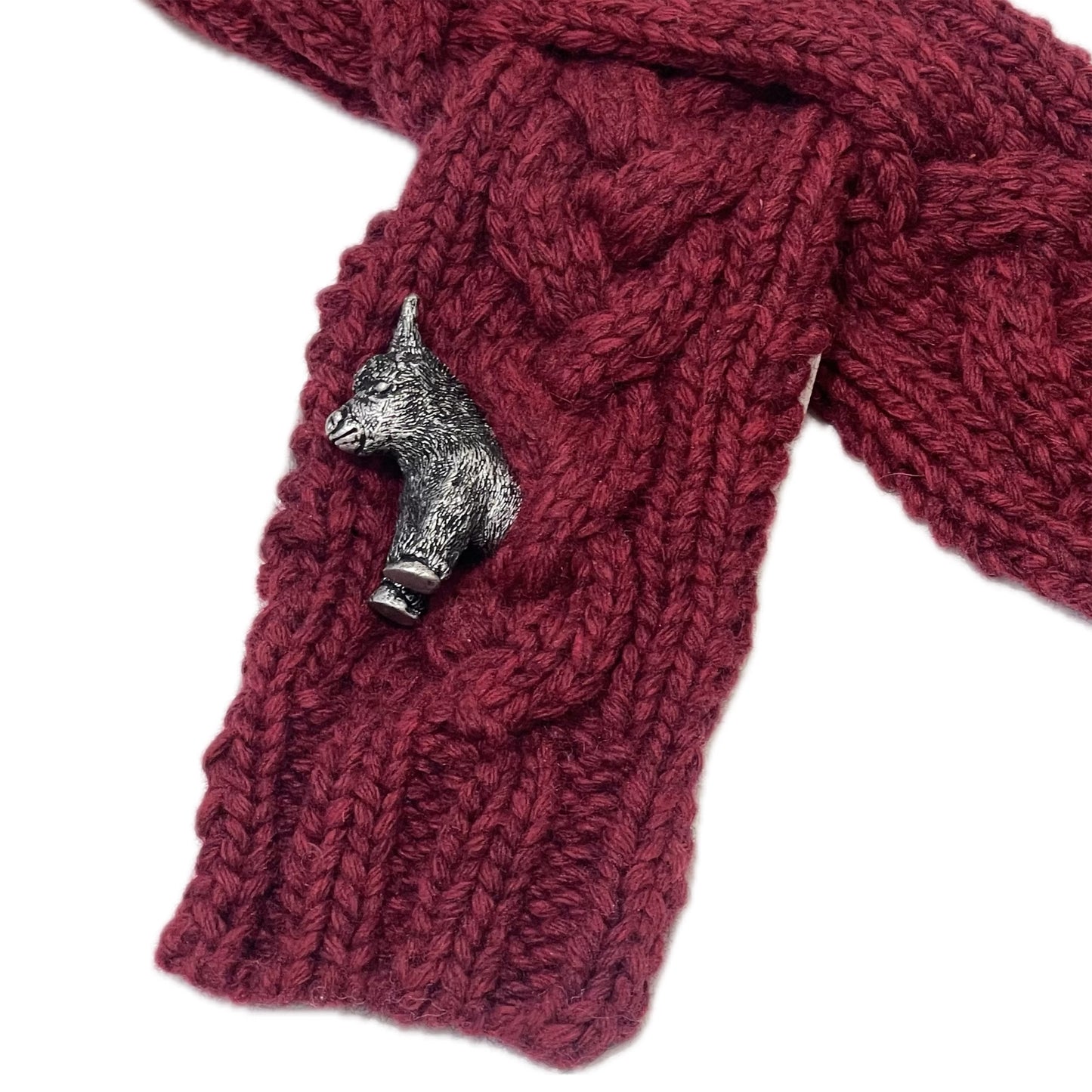 Worry scarf / burgundy / ロバパーツケーブルマフラー