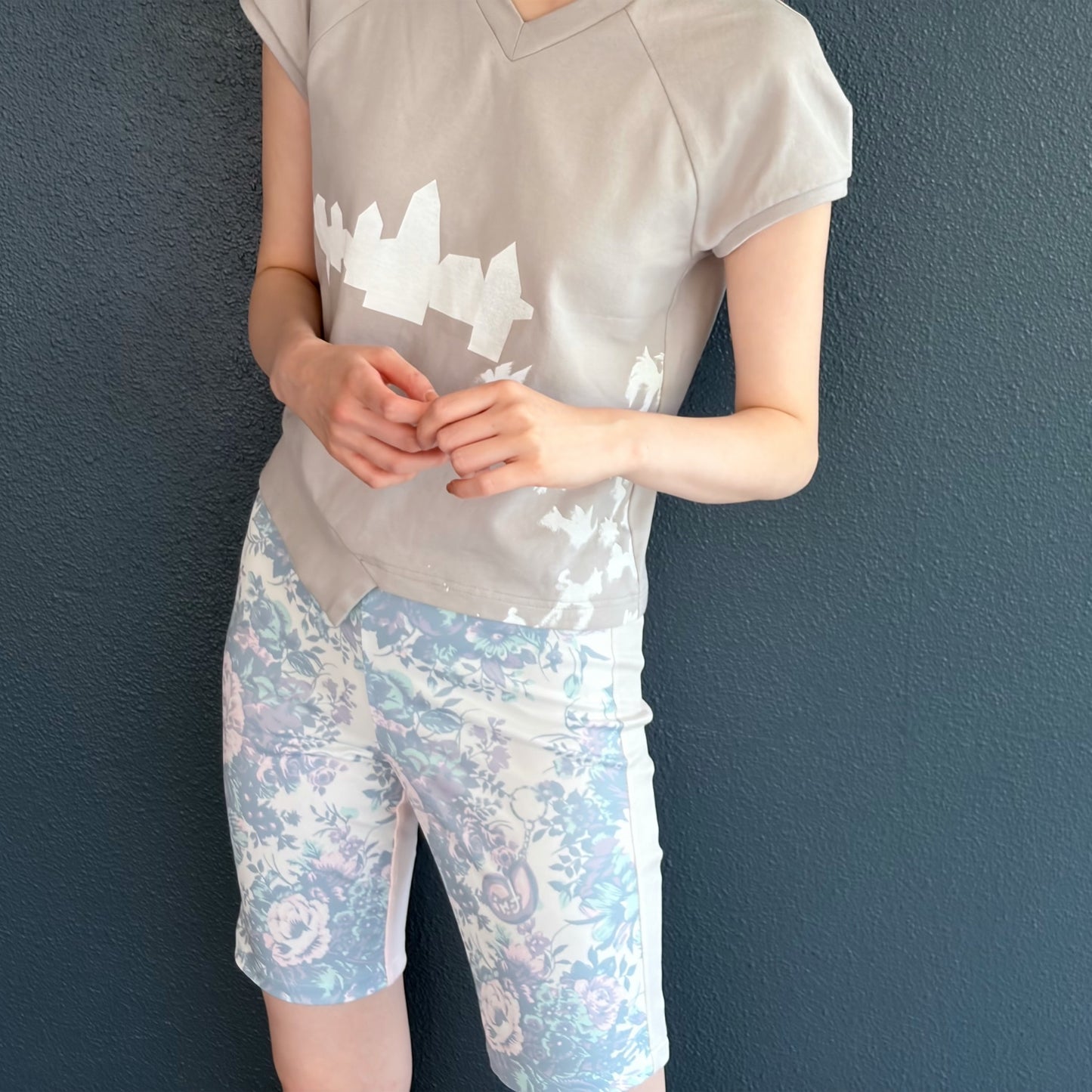 print medium shorts / flower / プリントミディアムショーツ