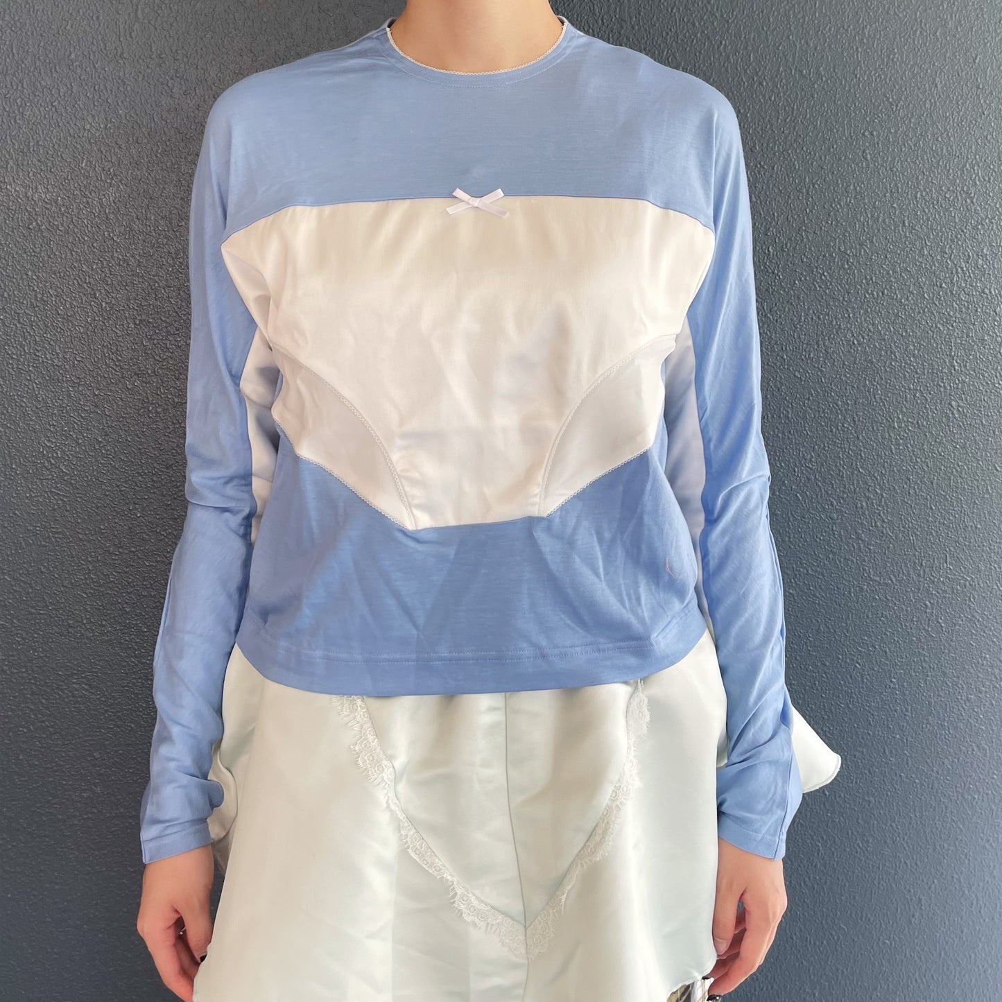 MESSAGE T-SHIRT / BLUE / ランジェリーロングスリーブTシャツ