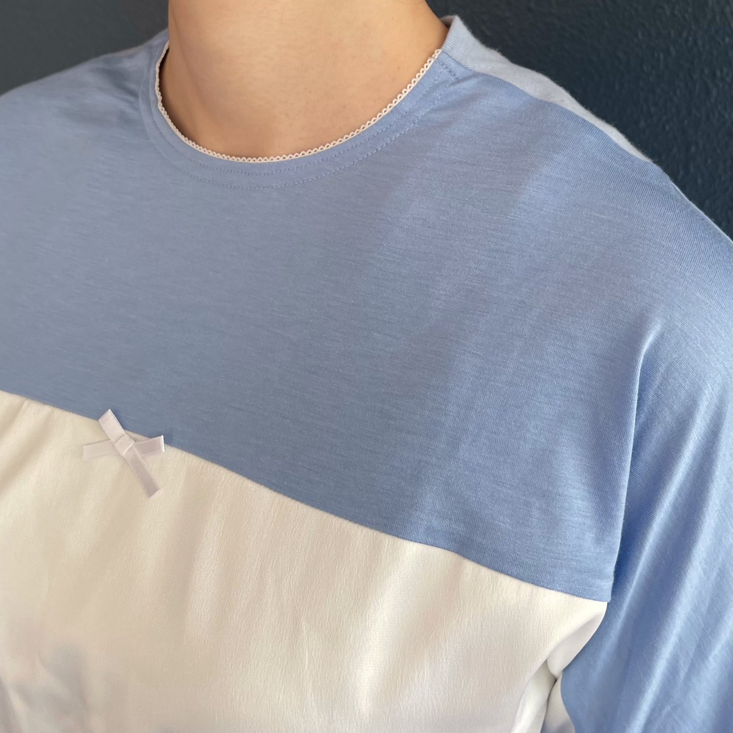 MESSAGE T-SHIRT / BLUE / ランジェリーロングスリーブTシャツ