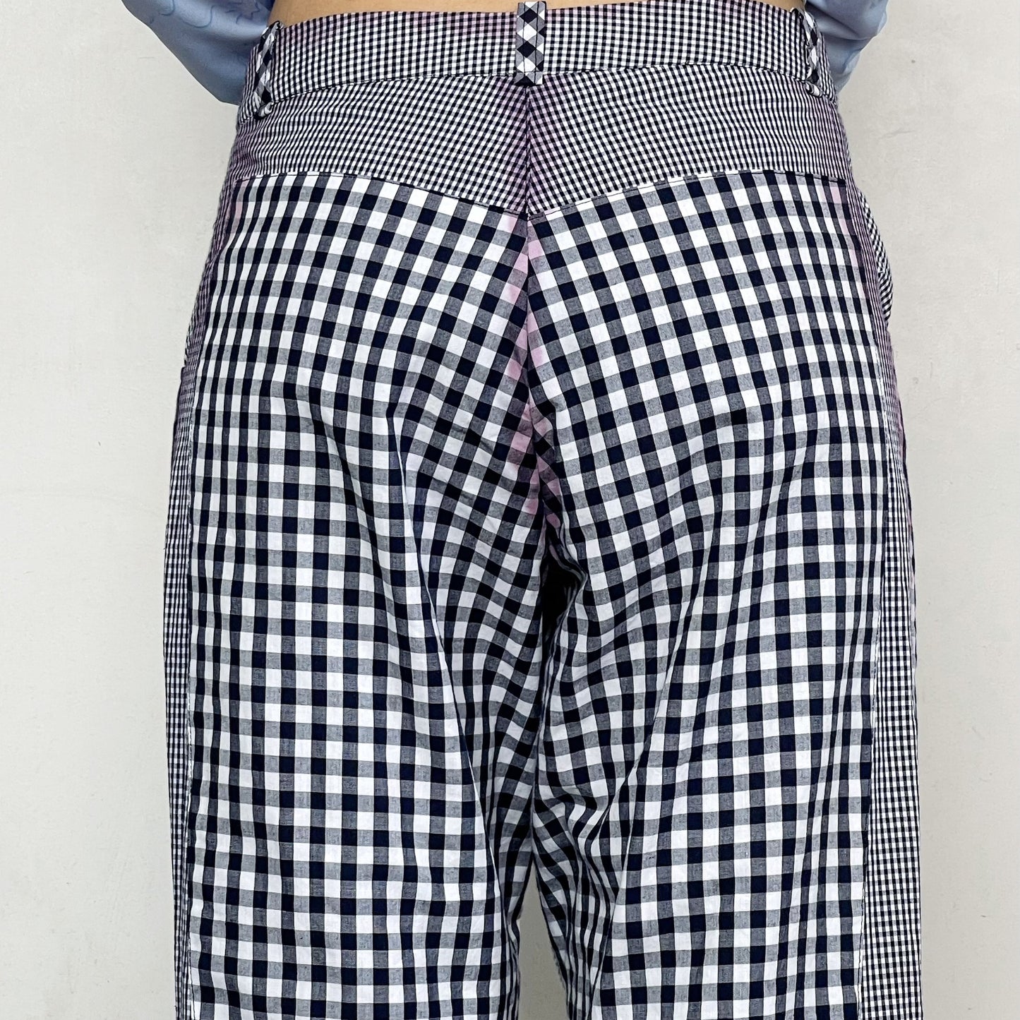 gingham patchwork pants / navy / ギンガムパッチワークパンツ