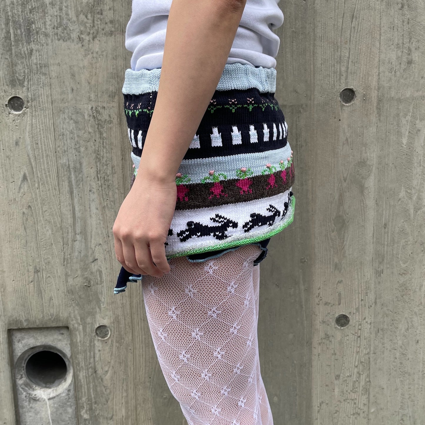 Milk maid mini skirt / mix / ニットミニスカート