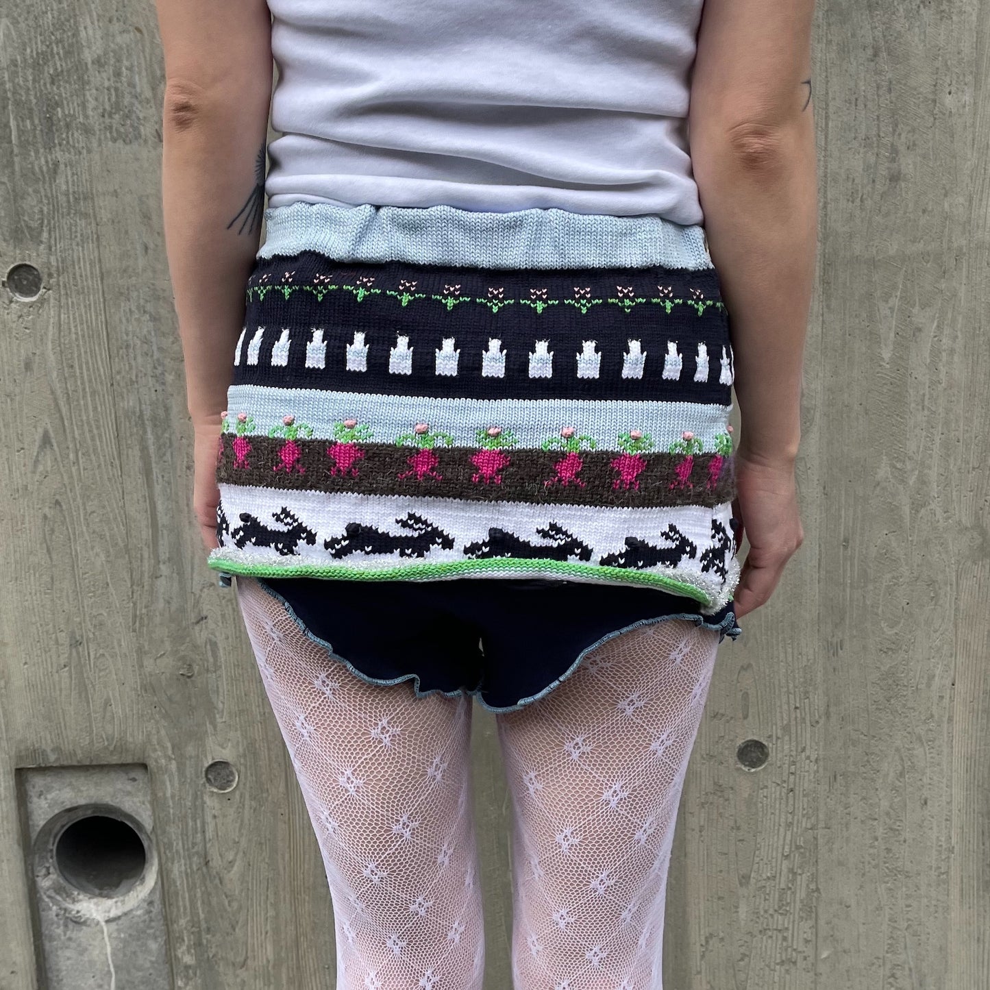 Milk maid mini skirt / mix / ニットミニスカート
