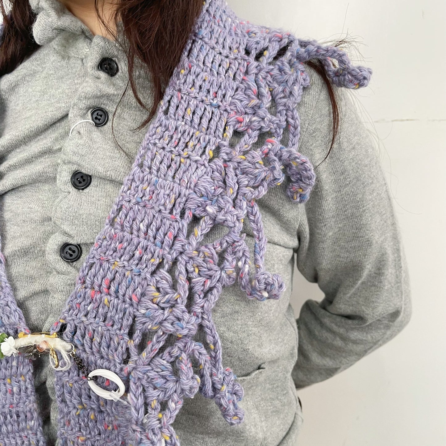 necklace scarf / Purple / ハンドニットネックレススカーフ