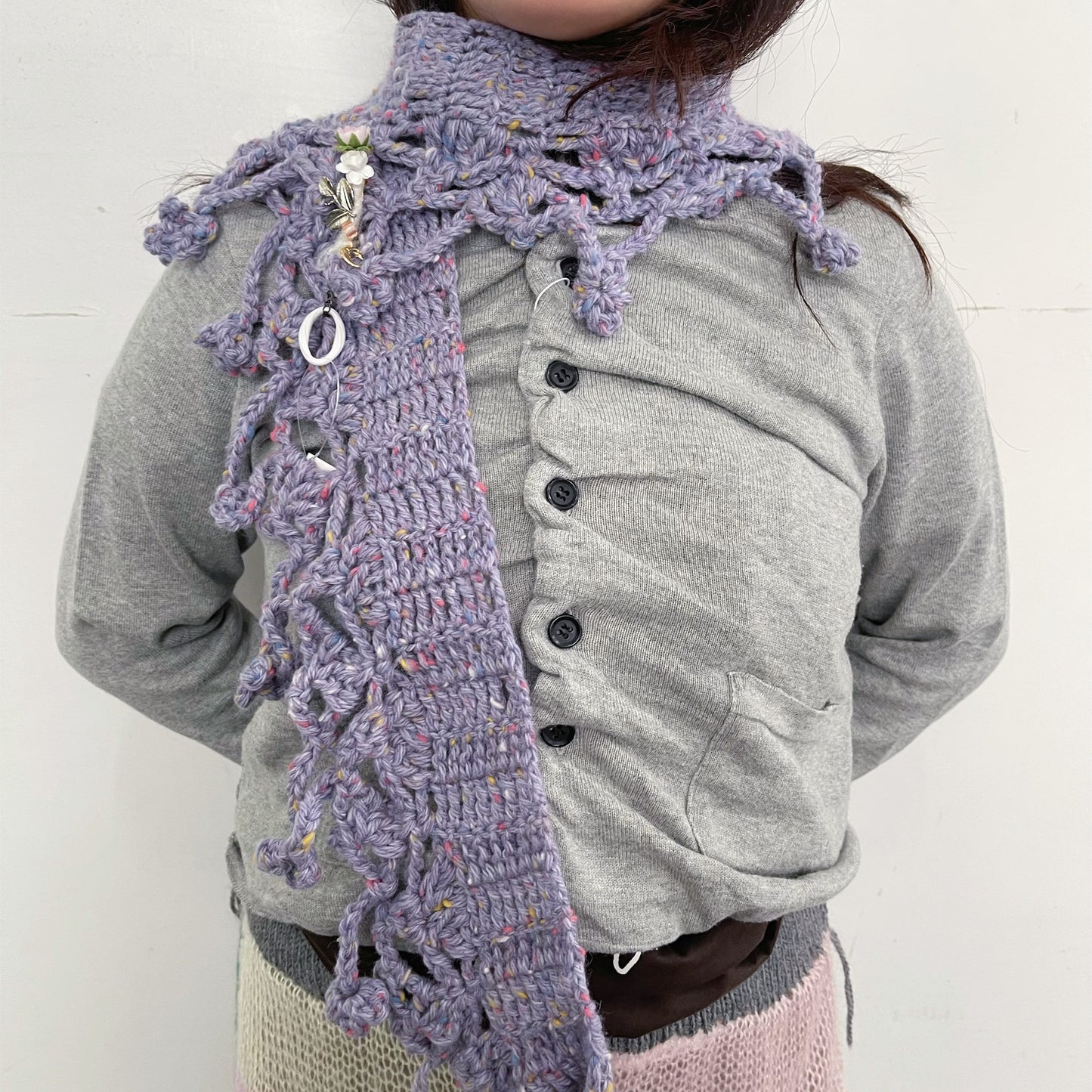 necklace scarf / Purple / ハンドニットネックレススカーフ