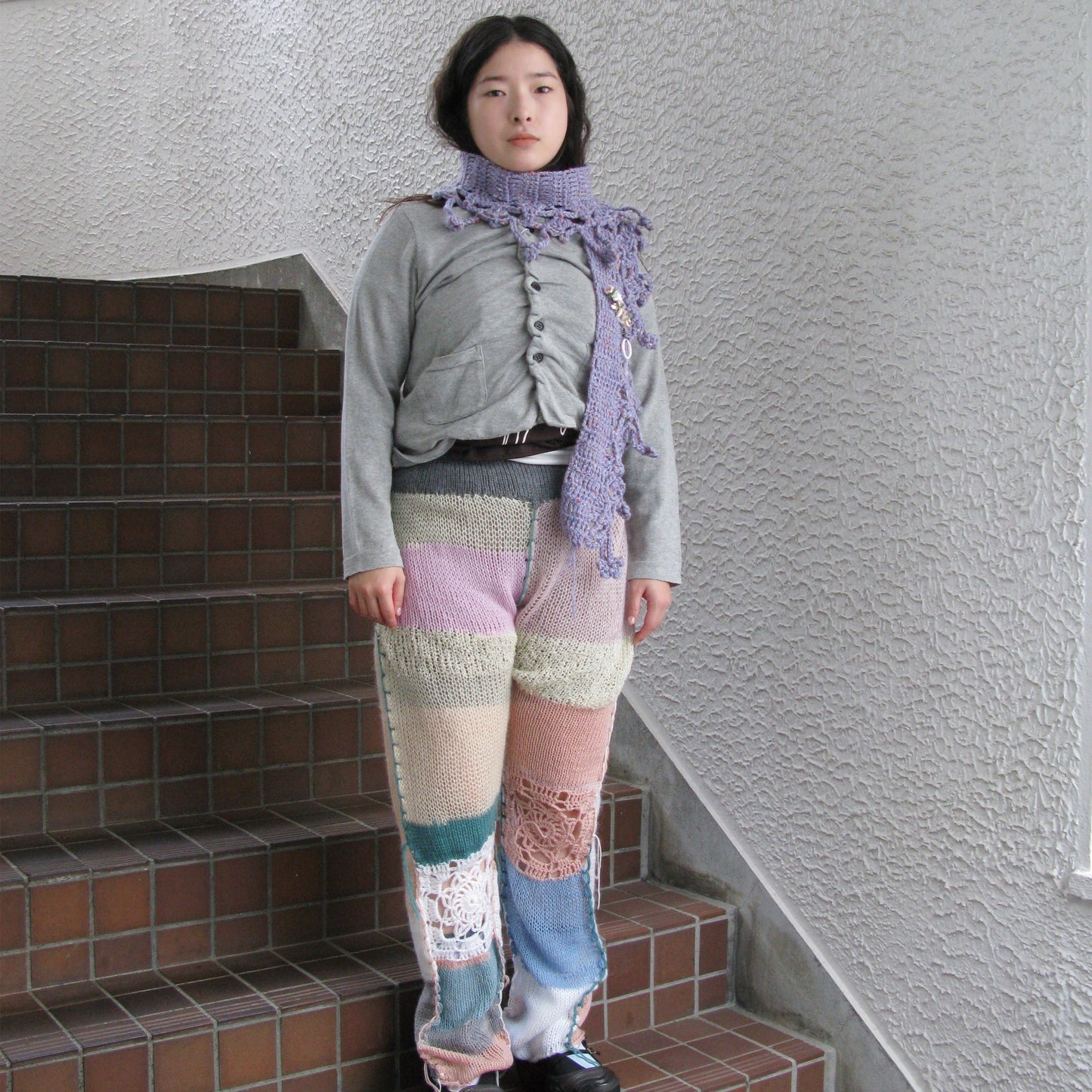 necklace scarf / Purple / ハンドニットネックレススカーフ